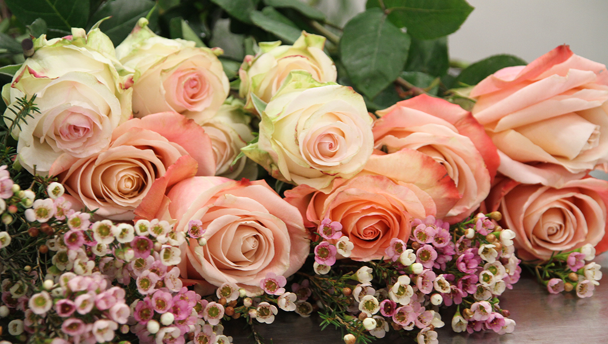 Bouquet de roses pastel